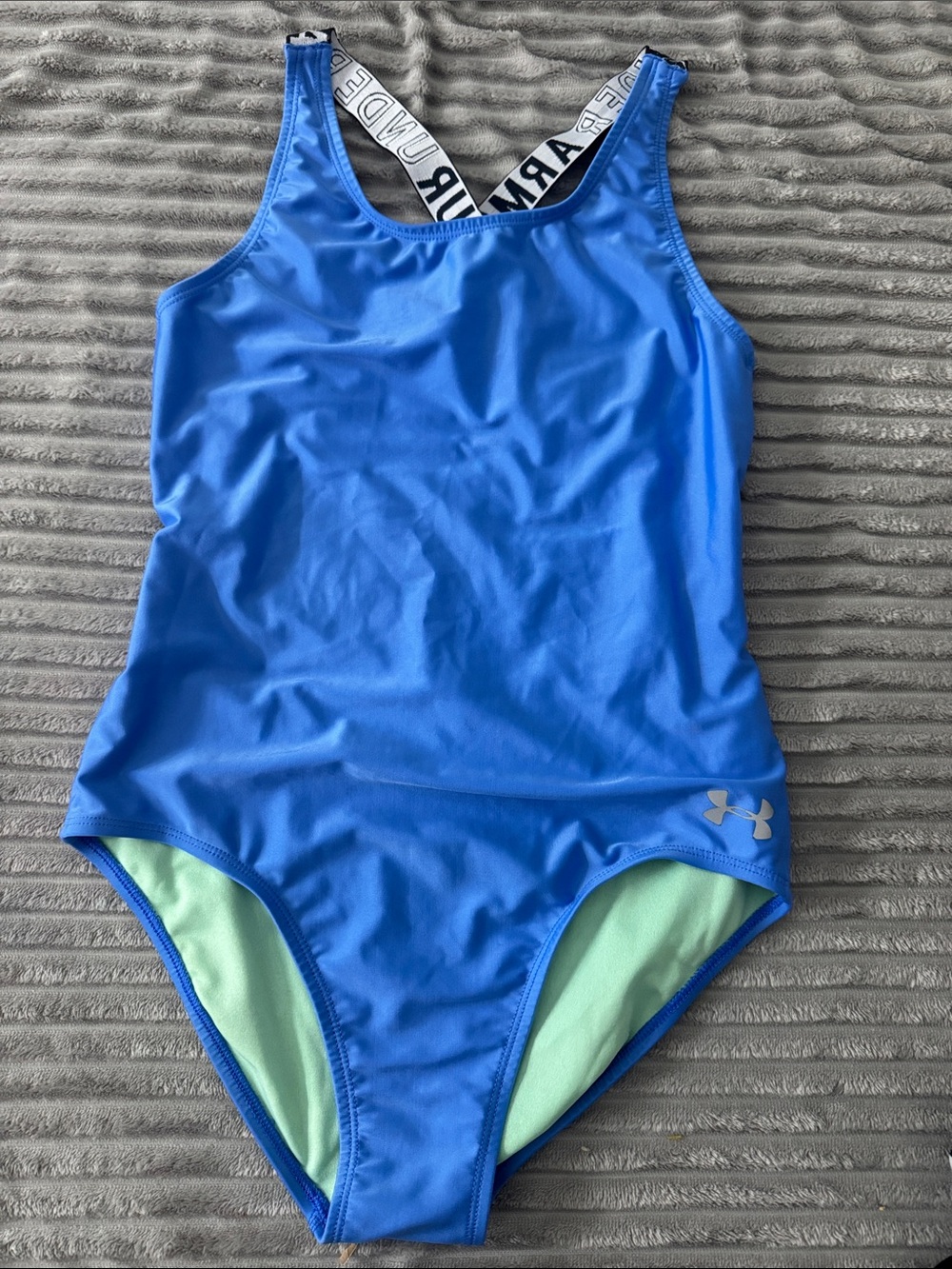 Under Armour Girls Blue One-Piece Swimsuit with Branded Straps